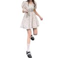 thumbnail image 3 of Slatcetga Women Puff Sleeve Floral Dress Fashionable Beautiful Gentle Soft Breathable Lady Dress for Summer Short Style S, 3 of 8