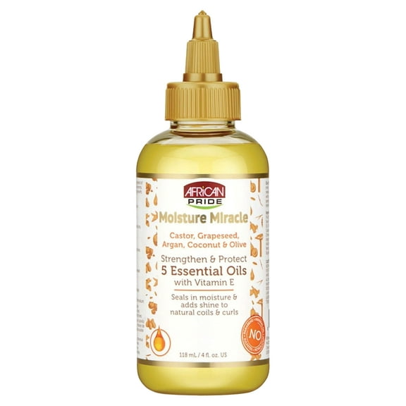 African Pride Moisture Miracle 5 Essential Oils, with Vitamin E, Strengthen & Protect, 4 oz