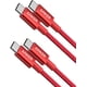 thumbnail image 2 of Cable USB C, Anker 2 Pack Nuevo cable nylon USB C a USB C (3.3ft 60W), cable de carga PD Tipo C para MacBook Pro 2020, iPad Pro, Galaxy S20, Switch, Pixel, LG y otro cargador USB C (rojo), 2 of 2