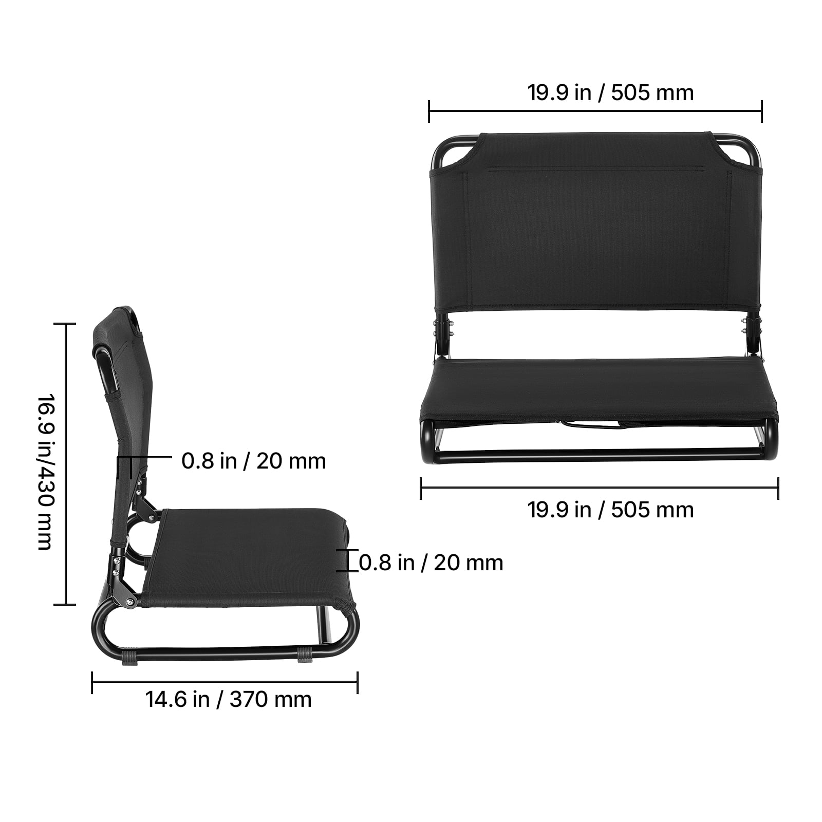 KFFKFF Adjustable Kayak Seat, 1 Pack 0.8" Elevated Design, Foldable Seat with Backrest, Compatible with Various Sit-on-Top, Fishing, Inflatable Kayaks, and Rowboats