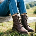 thumbnail image 4 of JUSLIO Winter Boots for Women,Side Zip Round Toe Lace Up Mid Calf Boots Platform Comfortable Versatile Mid Heel Boots, 4 of 7