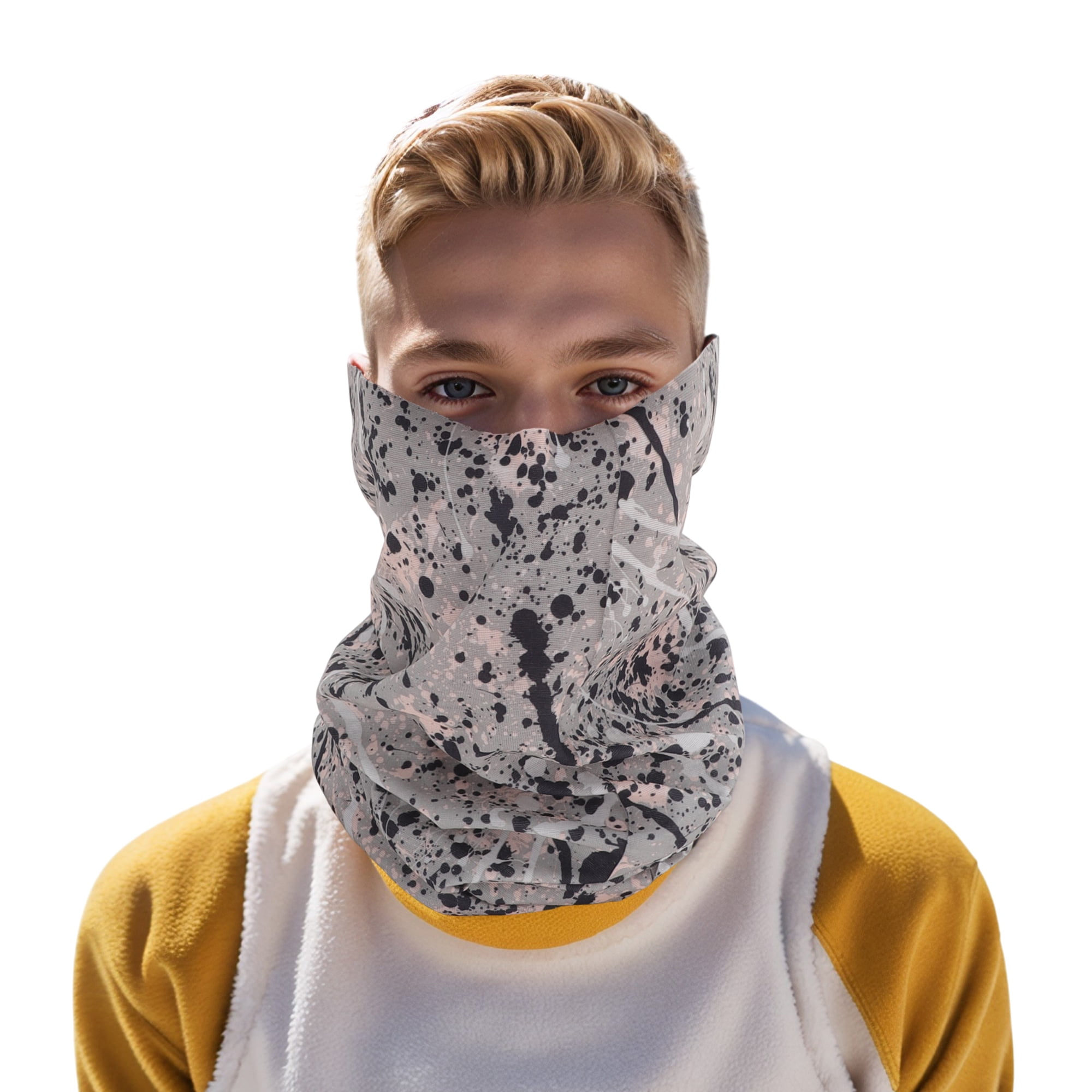 Unique Bargains Face Scarf Mask Gray Black 1 Pc