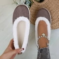 thumbnail image 4 of Women's Casual Fleece Lined Loafers Warm Plush Low Top Lightweight Waterproof Non Slip Walking Shoes Brown Size 9, 4 of 7