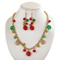 thumbnail image 2 of DIYOO Festive Christmas Jewelry Set for Ladies - Bell Necklace Earrings, Red and Green Beaded Holiday Accessories, 2 of 7