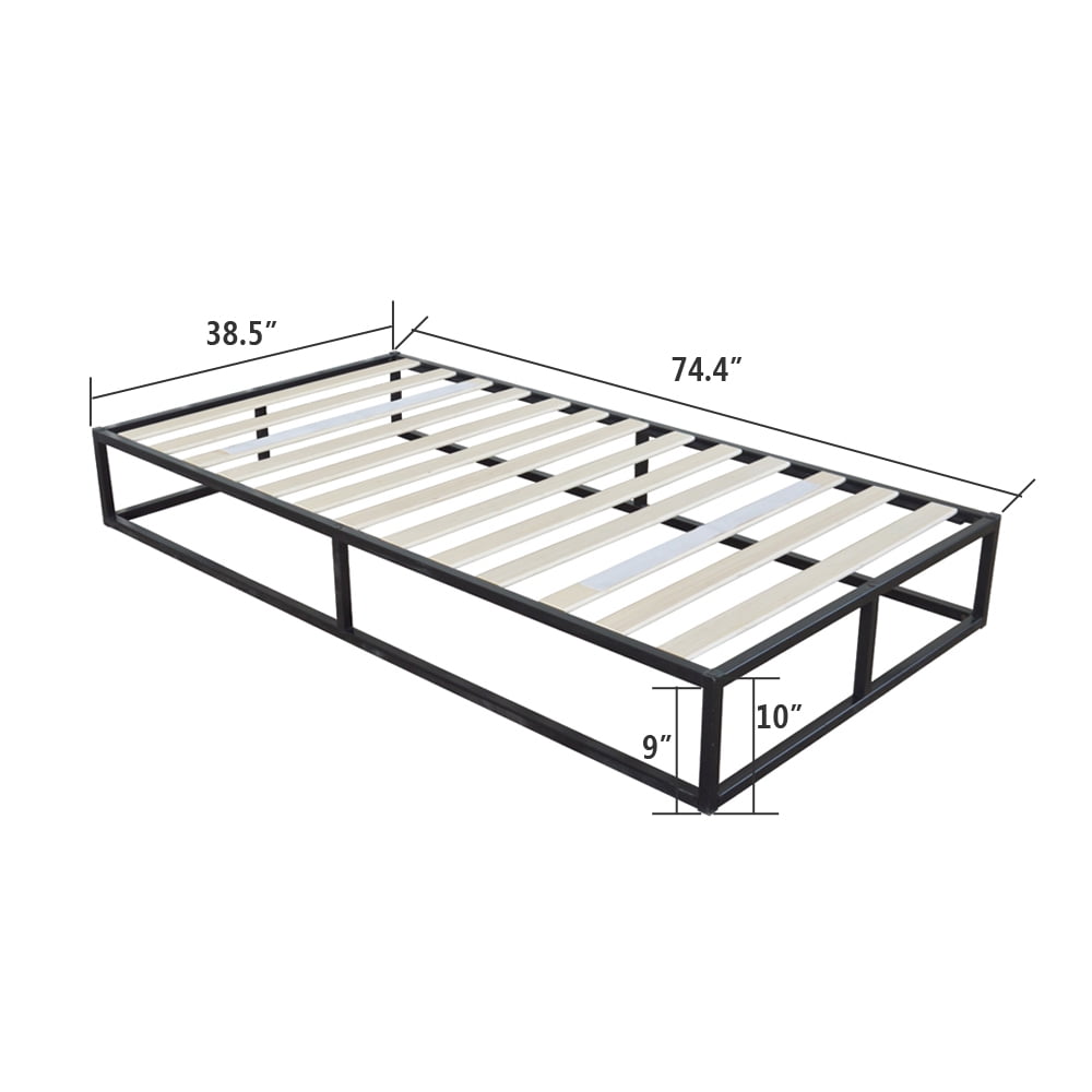 Lowestbest Basic Iron Bed Frame, Tall Heavy-Duty Steel Slats, Twin Size, Black Lowestbest Basic Iron Bed Frame, Tall Heavy-Duty Steel Slats, Twin Size, Black