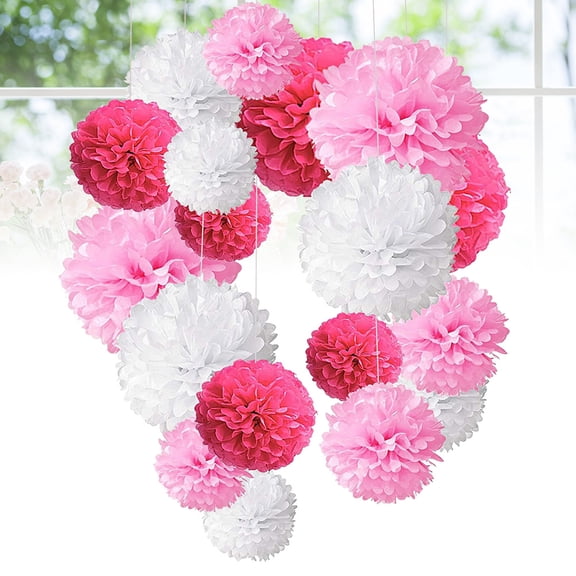 Worgeous Pink Paper Honeycomb Ball Set for Party Decorations 8 10 12 Inch Bright Color Durability Safe