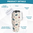 thumbnail image 4 of 40 oz Tumbler With Handle Stainless Steel Insulated Tumbler With Lid for Car Cup Holder Simple Butterflies and Flowers, 4 of 9