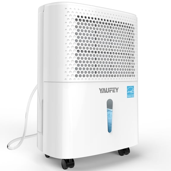 Yaufey 32 Pint Dehumidifier for Home and Basements up to 2000 Sq. Ft, with Bucket, Drain Hose, Portable, Auto Defrost and Self-Drying
