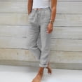 thumbnail image 2 of Pants For Women Ladies Summer Elastic High Waist Solid Color Cotton Linen Wide Leg Loose Pants, 2 of 5