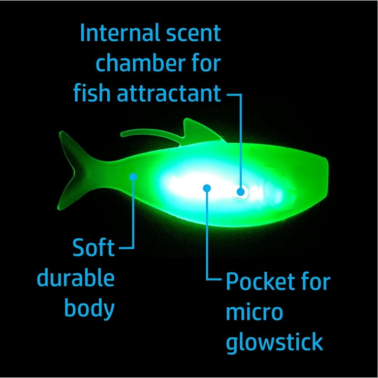 Darth Water Lures, Shad, 1.8 Soft Body, Glowstick Illuminating Fishing  Lure, 4-pack
