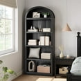 thumbnail image 2 of 5-Tier Arched Bookcase 71.7" Tall Farmhouse Wooden Bookshelf Display Storage Bookshelves for Living Room, Office Black, 2 of 8