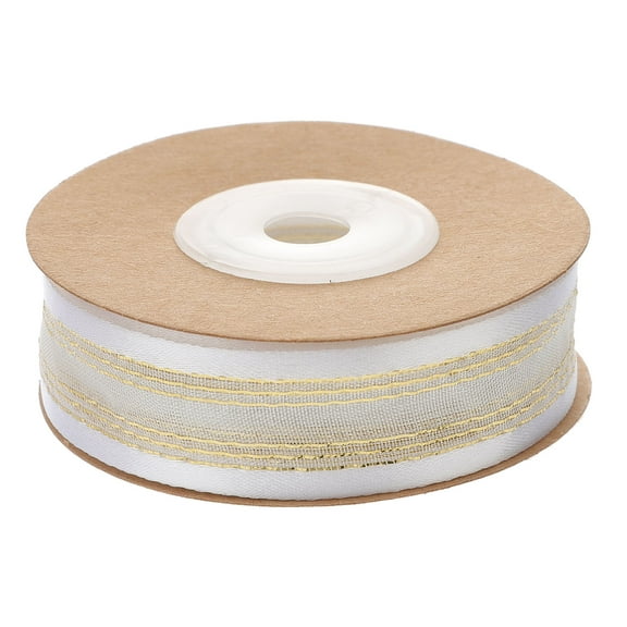 Double Sided Ribbon Ribbons for Crafts Christmas Gold and Silver Decorate White Yarn