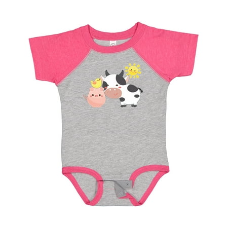

Inktastic Fun Farm Animals- Cow Pig Chick Gift Baby Boy or Baby Girl Bodysuit