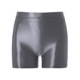 thumbnail image 3 of Haitryli Women Glossy Sports Midi Waist Booty Shorts Swim Workout Boyshorts Yoga Hot Pants Grey L, 3 of 7