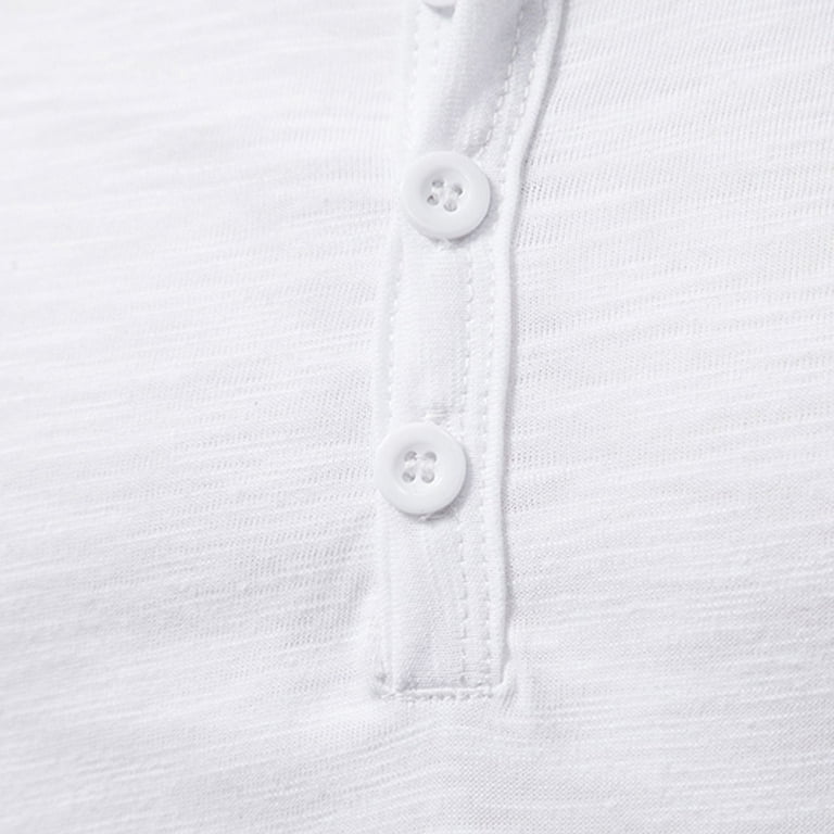 Men's Slim Fit Cotton Henley Shirt - Short Sleeve, Lightweight, 3-Button Placket, White, Small 1 thumbnail image