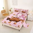 thumbnail image 2 of Erosebridal Pink Axolotl Brown Capybara Full Size Sheets For Kids,Cute Animals Bed Sheets For Capybara Lovers 4 Pieces, 2 of 6