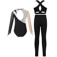 thumbnail image 4 of iiniim Kids Girls Ice Figure Skating Gymnastics Leotard Rhinestones Mesh Patchwork Bodysuit with Sleeveless Vest Silver 14, 4 of 7