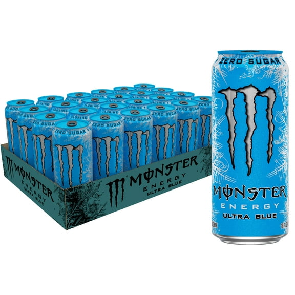 (24 Cans) Monster Ultra Blue, Sugar Free Energy Drink, 16 fl oz