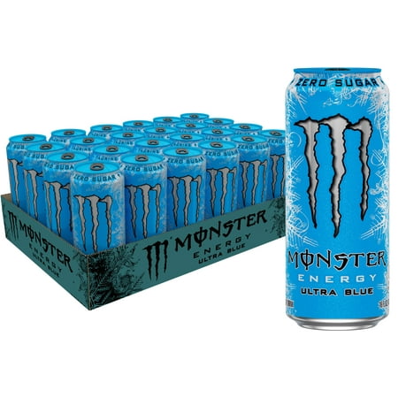 (24 Cans) Monster Ultra Blue, Sugar Free Energy Drink, 16 fl oz