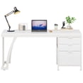 thumbnail image 3 of Fnova 59'' Computer Desk, Home Office Writing Table with 3 Reversible Drawers, Industrial File Storage Desk, Sturdy Metal Frame with Adjustable Feet, for Home Office & Study, 3 of 12