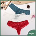 thumbnail image 3 of Bragas de encaje para mujer, ropa interior Sexy, Tanga, lencería, parte trasera en T, tentación, cintura baja, Tanga transparente, 3 piezas, 3 of 5