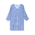 thumbnail image 4 of BSDJILFG Crochet Tops for Women 3/4 Batwing Sleeves Knit Cover Ups Sun Protection V-Neck Pullover Beach Cover Ups, 4 of 6