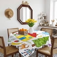 thumbnail image 3 of Children's Day Table Cloth Waterproof Tablecloths, Cartoon Painting Rainbow Rocket Butterfly Tablecloth Dining Table Cover for Kitchen Party Tabletop Outdoor, Square Tablecloth 60x60 Inch, 3 of 9