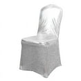 thumbnail image 2 of BalsaCircle Metallic Silver Tinsel Spandex Stretchable Banquet Chair Cover Sash Band Buckle Party Events Decorations, 2 of 8