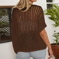 thumbnail image 4 of Crochet Coverups for Women Summer Cap Sleeve Hollow Out Casual Cruise Beach Vacation Tops Knit Pullover Sweater Brown L, 4 of 7