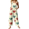 thumbnail image 2 of Valentines Overalls for Women Wide Leg Sleeveless Casual Heart Graphic Rompers Valentines Baggy Overalls Jumpers with Pockets, 2 of 7