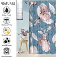 thumbnail image 3 of Cortinas de ducha florales para baño, juego de cortinas de ducha con flores rosas, grises y rosas, tela de fondo azul, impermeable, lavable, 72 "× 72", 3 of 6