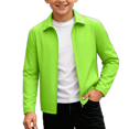 thumbnail image 3 of Husipze Boys Girls Lightweight Cardigan Jacket Full Zip Lapel Collar Windproof with Pockets Casual Water Resistant Fall Winter Outerwear Green 14-15 Years, 3 of 10