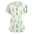 thumbnail image 2 of Garbnen Christmas Scrubs for Women Tops V Neck Short Sleeve Womens Fall Tops Thanksgiving Holiday Nurse Uniforms with Pockets S-5XL, 2 of 5