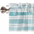 thumbnail image 5 of Teal Striped Kitchen Curtains 54 Inch Length, Farmhouse Curtains & Drapes, Watercolor Teal White Stripes Rod Pocket Window Curtains for Living Room/Bedroom/Bathroom, 42" x 54", 2 Panels, 5 of 5