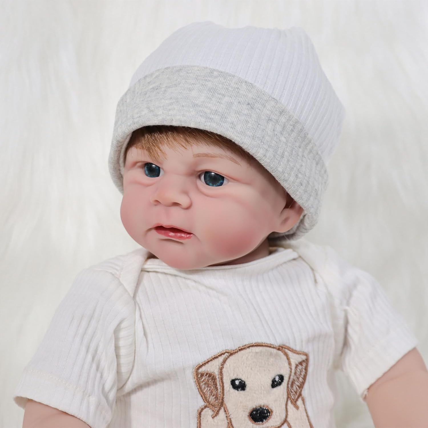 JRLCGYP 18 inch Realistic Reborn Baby Dolls Boy, Hand-Painted Open Eyes Soft Vinyl Newborn Girl Doll, Real Life Doll Toy Gift Set for Kids Age 3+