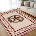 thumbnail image 4 of 8x10 Area Rugs, Western Texas Star Vintage Non-Skid Rubber Backing Large Rectangle Rugs - Living Room Bedroom Home Office, Rustic Wreath Red Beige Plaid Indoor Floor Mat Carpets Washable Rug, 4 of 9