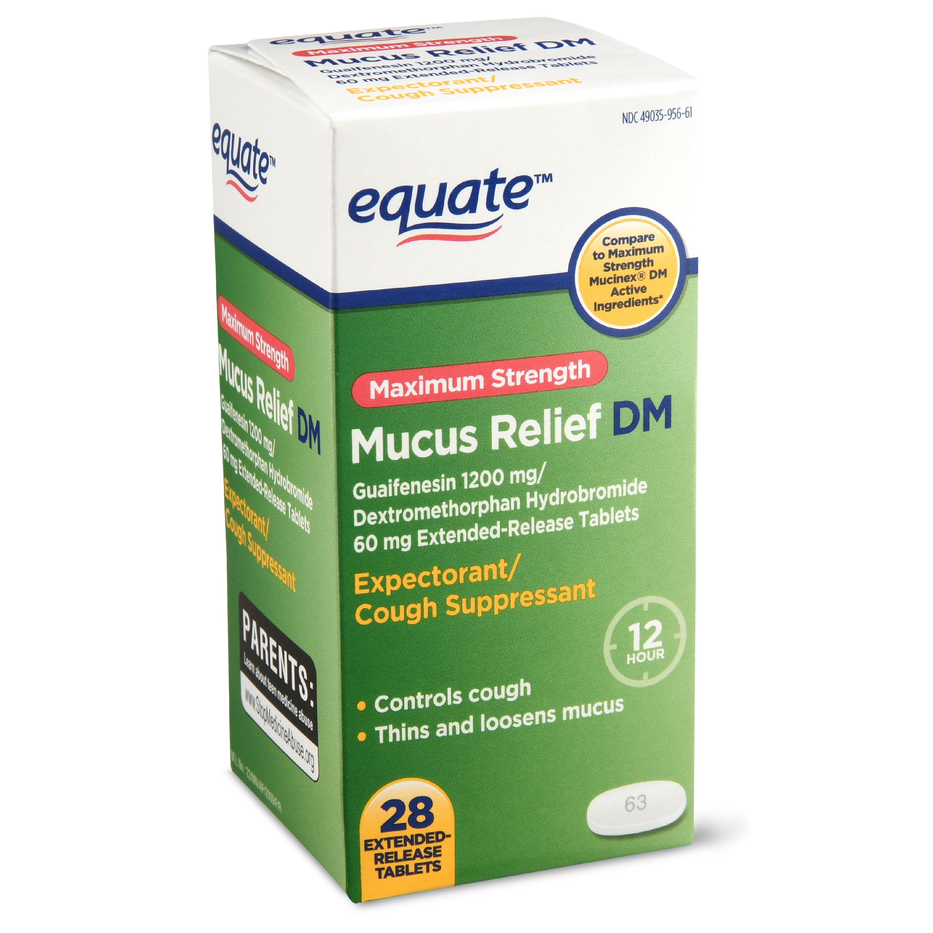 Equate Maximum Strength Mucus Relief DM, 28 Count