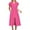 Hot Pink, variant on qolati Summer Dresses for Women Elegant V Neck Zip Up Cap Sleeve Smocked Elastic Waist Split Midi Dress Cocktail Party Casual Dresses with Pockets