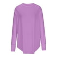 thumbnail image 5 of Diufon Womens Tops Round Neck Long Sleeve Thumb Tunics Casual Solid Color Pullover Tops, 5 of 7