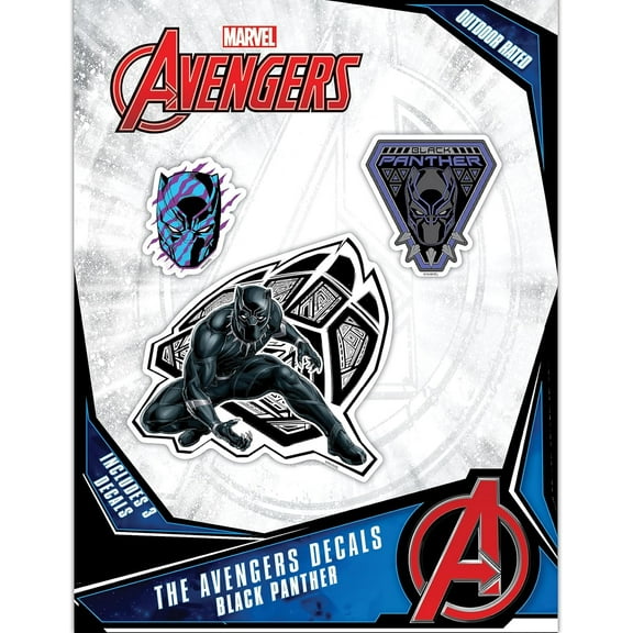 Marvel Black Panther Decals - Set of 3 Vinyl Stickers for Bike Helmet Water Bottle Laptop Skateboard Car - Marvel Stickers for Kids and Adults