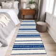 thumbnail image 4 of 2'x6' Rug Runners for Hallways Kitchen, Navy Blue Boho Non Slip Entryway Beside Floor Carpet Runner, Southwestern Striped Abstract Washable Laundry Room Bedroom Throw Rugs Mat for Family Pet, 4 of 8