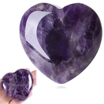 Tutuviw 60mm Amethyst Healing Crystals, Big Heart Love Shaped Crystal Palm Stone, Palm Worry Stones for Anxiety, Reiki Crystal Gemstone Crystal Gifts for Mom Mothers Day Valentines Day