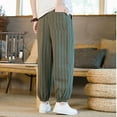 thumbnail image 7 of YLSDY Cropped Pants for Men Big & Tall Elastic Waist Drawstring Striped Harem Pant Yoga Beach Trousers Lightweight with Pocket Army Green XXXL, 7 of 7