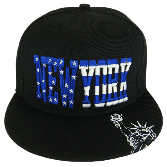 New York City Statue of Liberty Patriotic Snapback Baseball Cap (Black)