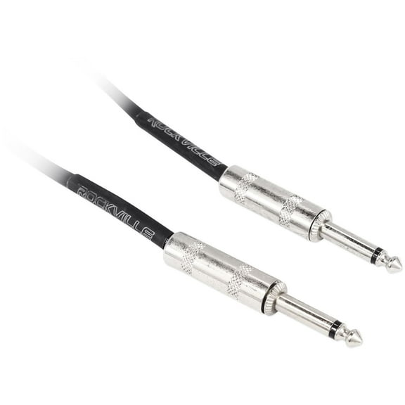 Rockville RCGT3B 3' 1/4'' TS to 1/4'' TS Instrument Guitar Cable in Black