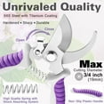 thumbnail image 6 of Garden Pruning Shears,Bypass Hand Pruner Stainless Steel Gardening Scissor,Tree Cutter Clippers Secateur Trimmer Kit Set of 3with Gardening Gloves,Purple, 6 of 12