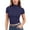 Blue, variant on Women's Mock Neck Short Sleeve Tops, Slim Fit Solid Color T-Shirt, Soft Stretchy Baselayer, Summer Office Tee Purple 2XL