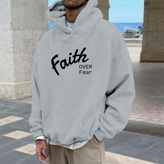 WILLBEST Sudaderas para Hombre, Sudadera con Capucha, Ropa para Creyentes, Sudadera Informal con Capucha con Diseño Inspirador, Ropa De Calle Cómoda para Uso Diario XXGrande