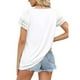 thumbnail image 4 of Blusa informal holgada de manga corta con ribete de encaje blanco para mujer, de color puro, 4 of 6
