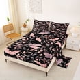 thumbnail image 2 of Homewish Halloween Pink Bat Bed Sheets,Floral Vine Print Full Size Sheets,Black Blush,4 Pieces,1 Flat Sheet,1 Fitted Sheet and 2 Pillowcases, 2 of 6